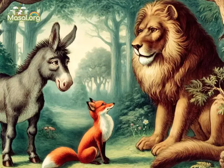 aslan eşek ve tilki masalı