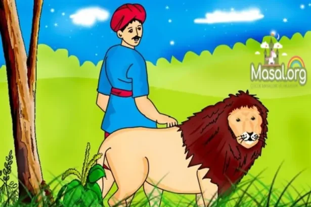avcı ile aslan masalı